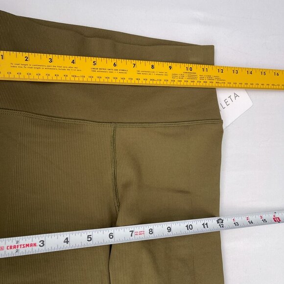 NWT Athleta Aurora Seamless High-Waist Leggings Ribbed Crop Olive Green Women XS - Picture 10 of 13